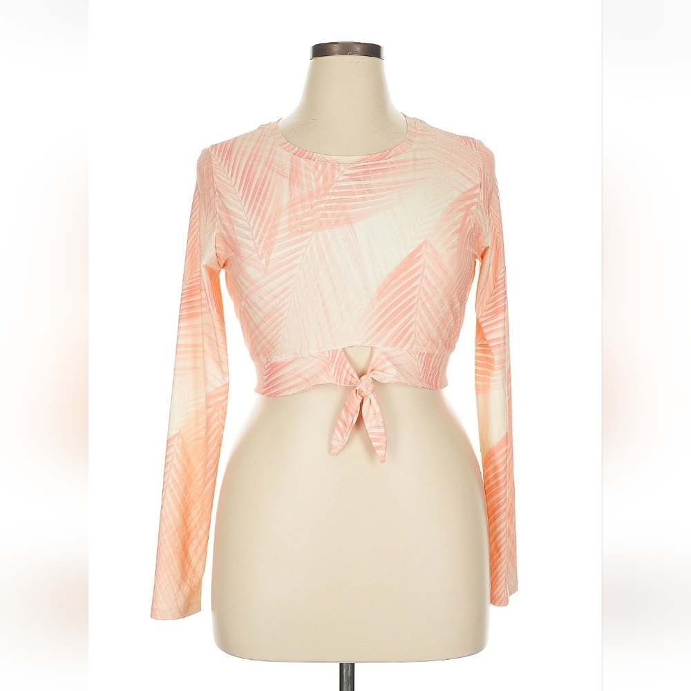 CALIA by Carrie Underwood Peach Leaf Print Crop Top